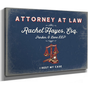 Personalized Attorney at Law Sign, I Rest My Case, Denim Americana, image 8