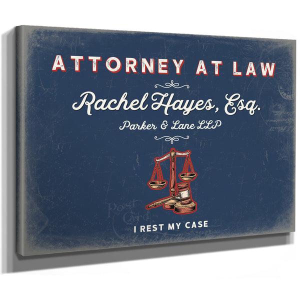 Personalized Attorney at Law Sign, I Rest My Case, Denim Americana, image 8