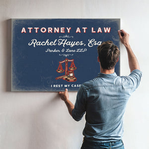 Personalized Attorney at Law Sign, I Rest My Case, Denim Americana, image 9