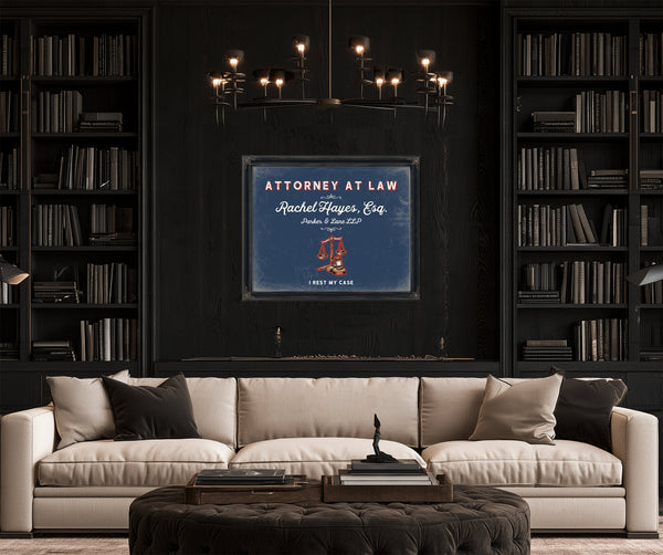 Personalized Attorney at Law Sign, I Rest My Case, Denim Americana, image 16