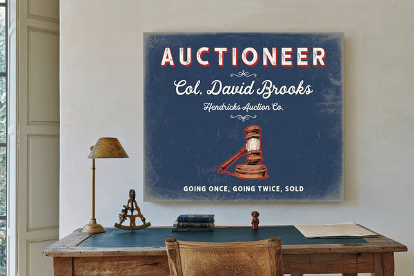 Personalized Auctioneer Sign, Going Once, Going Twice, Sold, Denim Americana, image 2