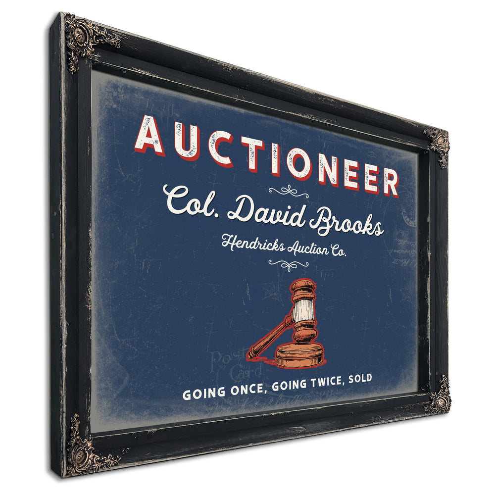 Personalized Auctioneer Sign, Going Once, Going Twice, Sold, Denim Americana, image 1