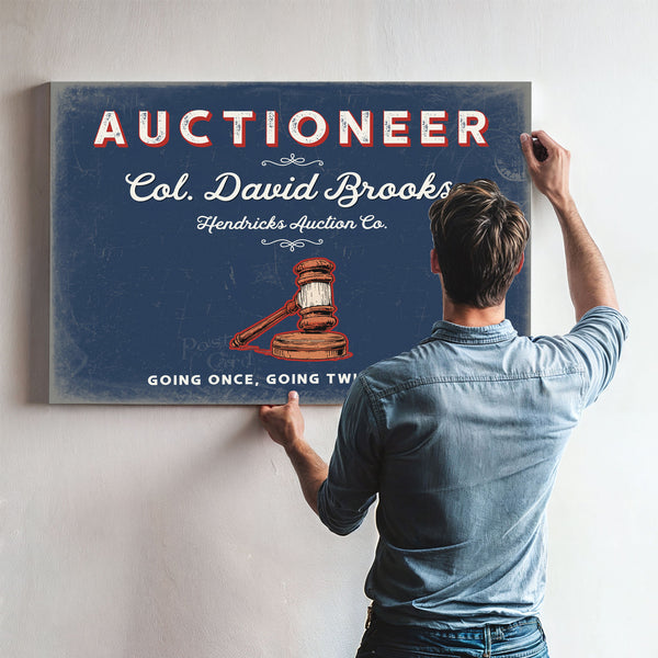 Personalized Auctioneer Sign, Going Once, Going Twice, Sold, Denim Americana, image 9
