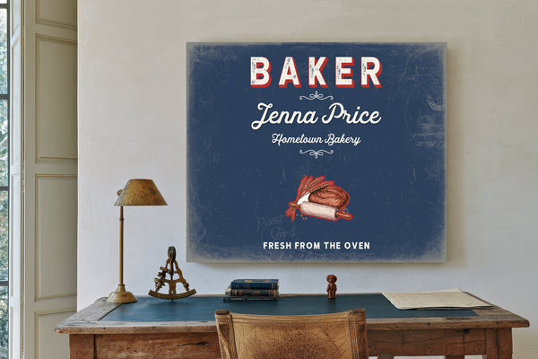 Personalized Baker Sign, Fresh From the Oven, Denim Americana, image 2