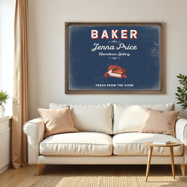 Personalized Baker Sign, Fresh From the Oven, Denim Americana, image 5