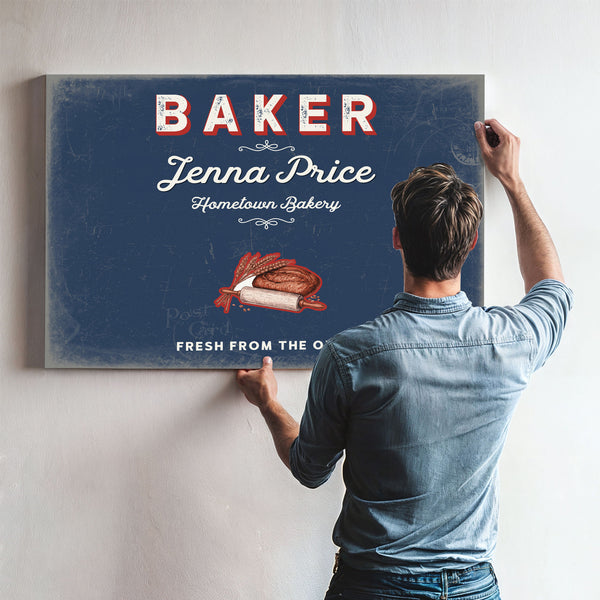 Personalized Baker Sign, Fresh From the Oven, Denim Americana, image 9