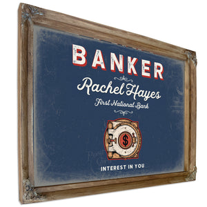 Personalized Banker Sign, Interest in You, Denim Americana, image 6