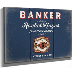 Personalized Banker Sign, Interest in You, Denim Americana, image 14