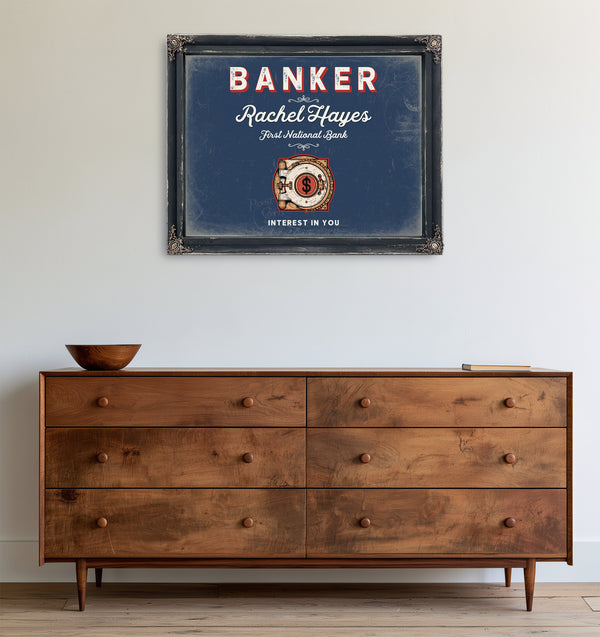 Personalized Banker Sign, Interest in You, Denim Americana, image 19