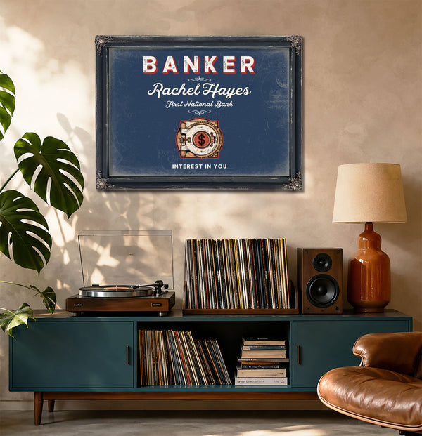 Personalized Banker Sign, Interest in You, Denim Americana, image 20