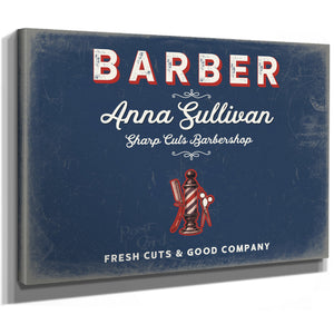Personalized Barber Sign, Fresh Cuts & Good Company, Denim Americana, image 8