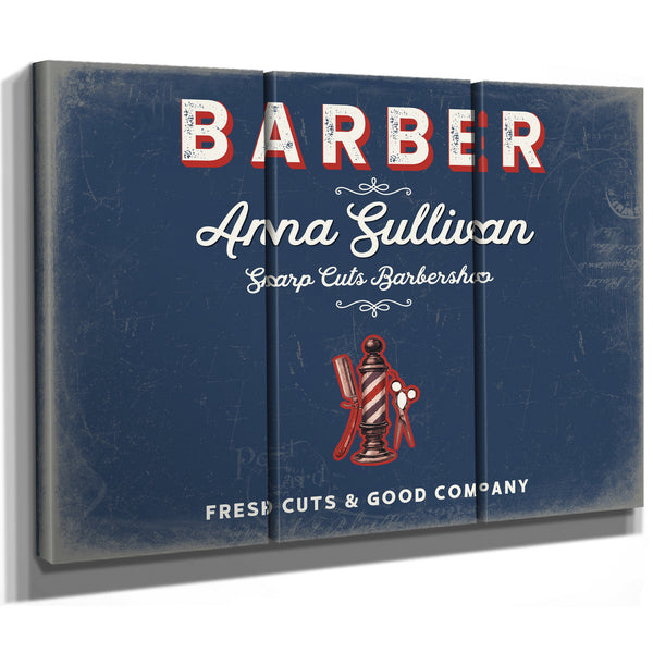 Personalized Barber Sign, Fresh Cuts & Good Company, Denim Americana, image 14