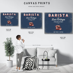 Personalized Barista Sign, But First, Coffee, Denim Americana, image 10
