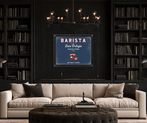 Personalized Barista Sign, But First, Coffee, Denim Americana, image 16