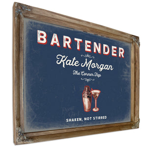 Personalized Bartender Sign, Shaken, Not Stirred, Denim Americana, image 6