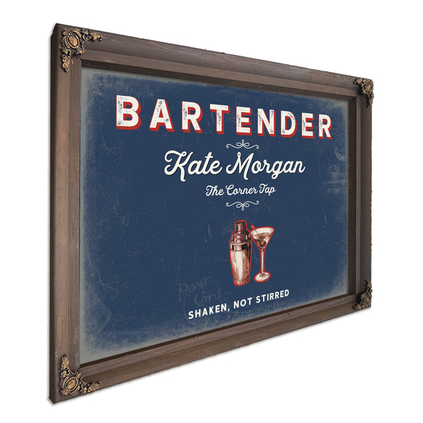 Personalized Bartender Sign, Shaken, Not Stirred, Denim Americana, image 7
