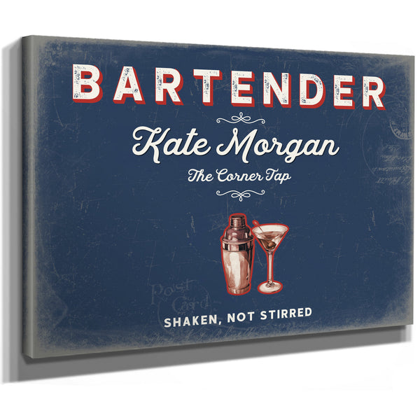 Personalized Bartender Sign, Shaken, Not Stirred, Denim Americana, image 8