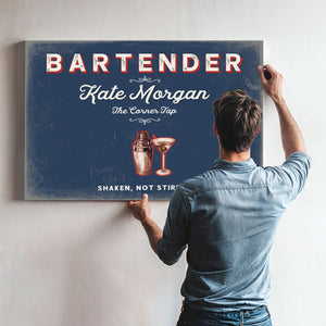 Personalized Bartender Sign, Shaken, Not Stirred, Denim Americana, image 9