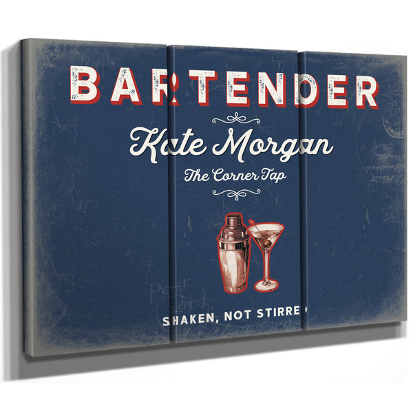 Personalized Bartender Sign, Shaken, Not Stirred, Denim Americana, image 14