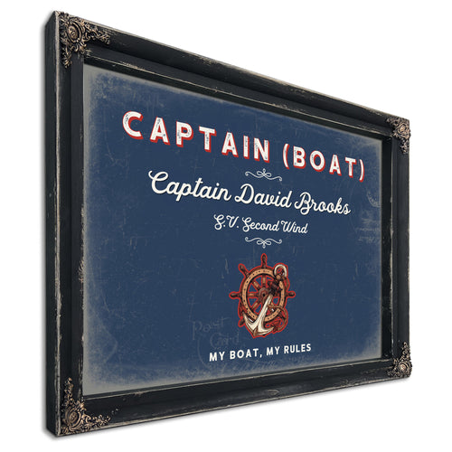 Personalized Boat Captain Sign, My Boat, My Rules, Denim Americana, image 1
