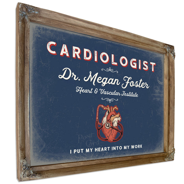 Personalized Cardiologist Sign, I Put My Heart Into My Work, Denim Americana, image 6