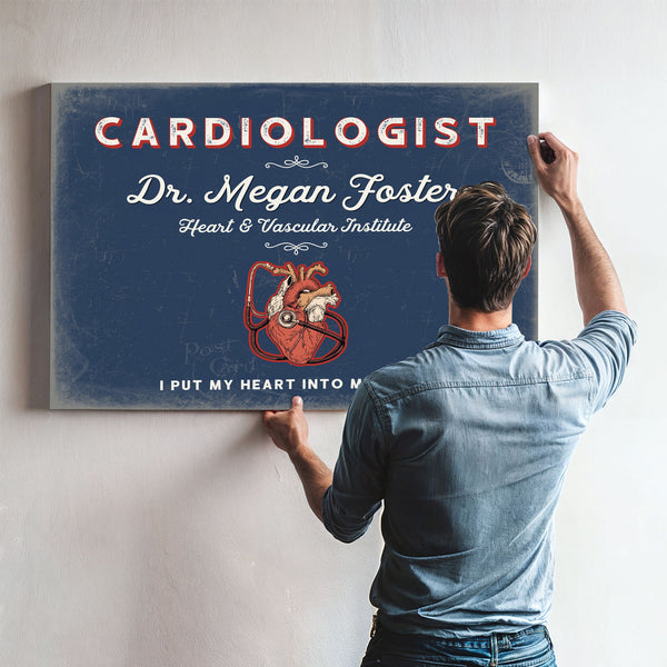 Personalized Cardiologist Sign, I Put My Heart Into My Work, Denim Americana, image 9