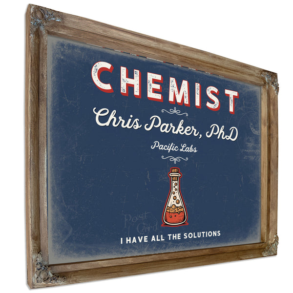 Personalized Chemist Sign, I Have All the Solutions, Denim Americana, image 6