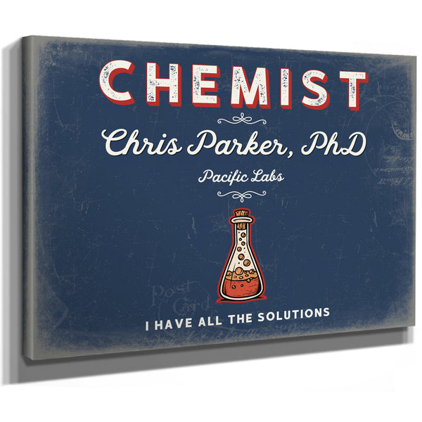 Personalized Chemist Sign, I Have All the Solutions, Denim Americana, image 8