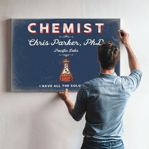 Personalized Chemist Sign, I Have All the Solutions, Denim Americana, image 9
