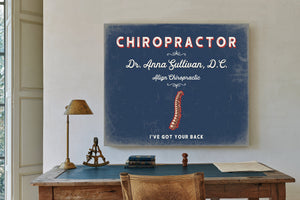 Personalized Chiropractor Sign, I've Got Your Back, Denim Americana, image 2