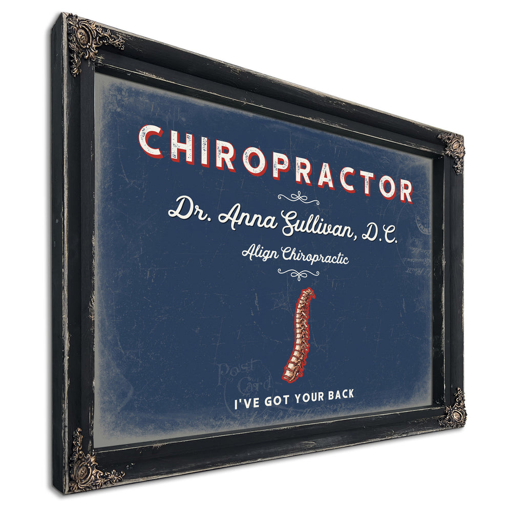 Personalized Chiropractor Sign, I've Got Your Back, Denim Americana, image 1