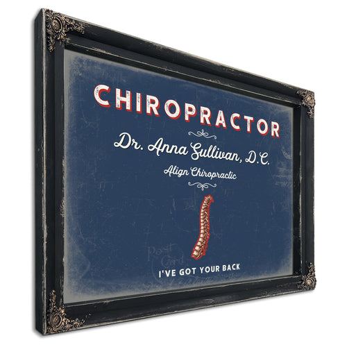 Personalized Chiropractor Sign, I've Got Your Back, Denim Americana, image 1