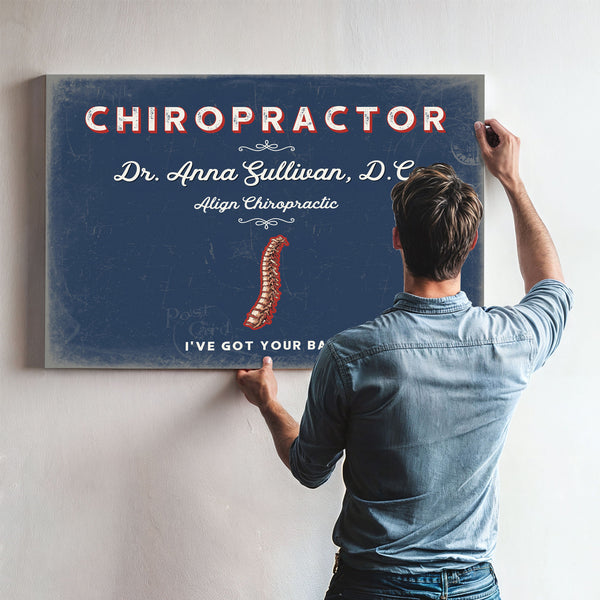 Personalized Chiropractor Sign, I've Got Your Back, Denim Americana, image 9