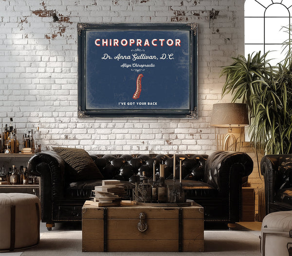 Personalized Chiropractor Sign, I've Got Your Back, Denim Americana, image 18