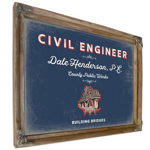 Personalized Civil Engineer Sign, Building Bridges, Denim Americana, image 6