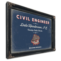 Personalized Civil Engineer Sign, Building Bridges, Denim Americana, image 1