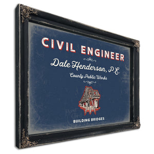 Personalized Civil Engineer Sign, Building Bridges, Denim Americana, image 1
