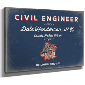 Personalized Civil Engineer Sign, Building Bridges, Denim Americana, image 8