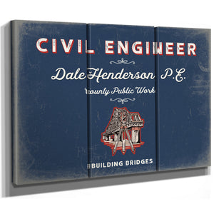 Personalized Civil Engineer Sign, Building Bridges, Denim Americana, image 14