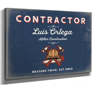 Personalized Contractor Sign, Measure Twice, Cut Once, Denim Americana, image 8