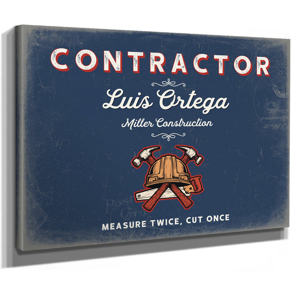 Personalized Contractor Sign, Measure Twice, Cut Once, Denim Americana, image 8