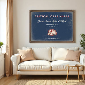 Personalized Critical Care Nurse Sign, Calm in the Chaos, Denim Americana, image 5