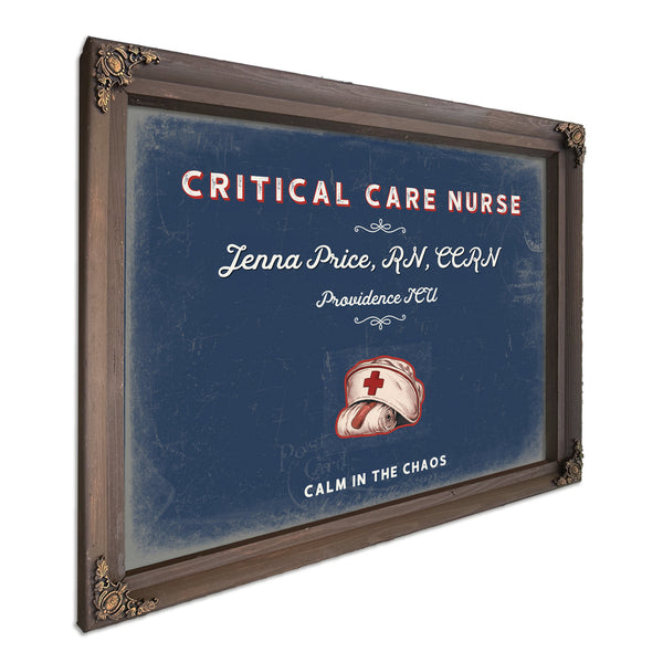 Personalized Critical Care Nurse Sign, Calm in the Chaos, Denim Americana, image 7