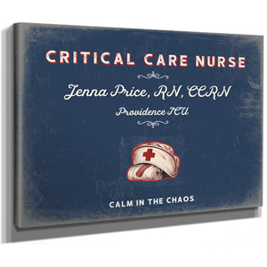 Personalized Critical Care Nurse Sign, Calm in the Chaos, Denim Americana, image 8