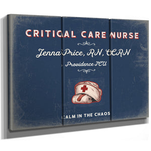 Personalized Critical Care Nurse Sign, Calm in the Chaos, Denim Americana, image 14