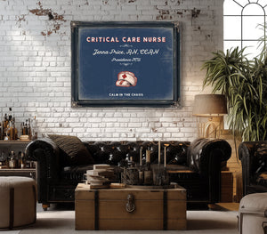 Personalized Critical Care Nurse Sign, Calm in the Chaos, Denim Americana, image 18