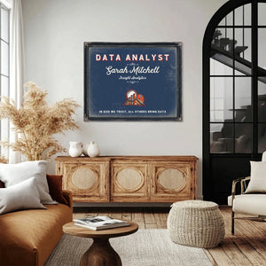 Personalized Data Analyst Sign, In God We Trust, All Others Bring Data, Denim Americana, image 4