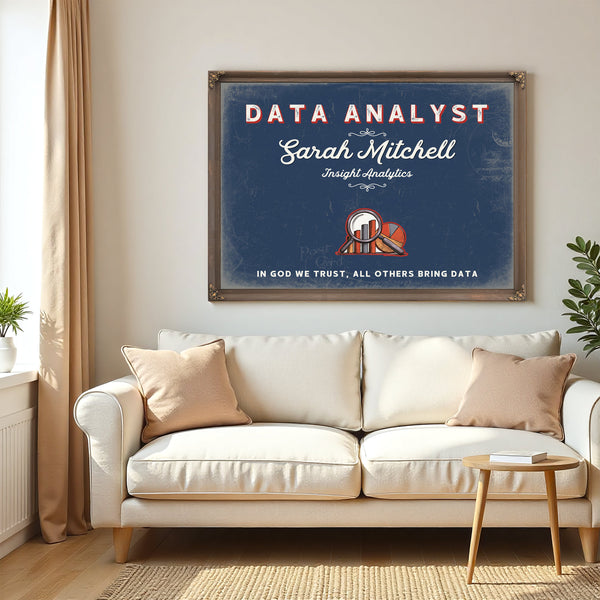 Personalized Data Analyst Sign, In God We Trust, All Others Bring Data, Denim Americana, image 5