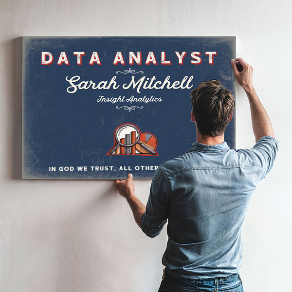 Personalized Data Analyst Sign, In God We Trust, All Others Bring Data, Denim Americana, image 9