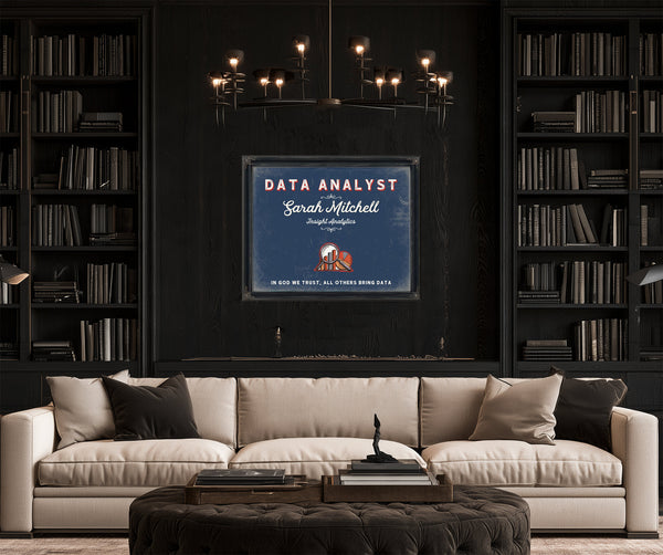 Personalized Data Analyst Sign, In God We Trust, All Others Bring Data, Denim Americana, image 16